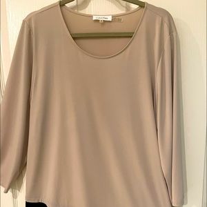 Calvin Klein top. Beige with black trim. Knit comfortable fabric